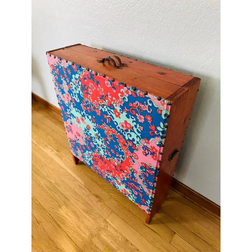 One of a Kind Handmade Folding Sewing & Craft Cabinet Folk Art Organizer